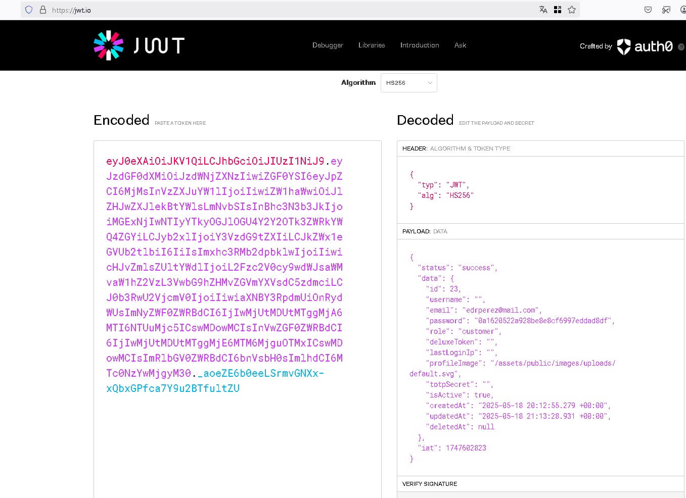 JWT Decoder en jwt.io