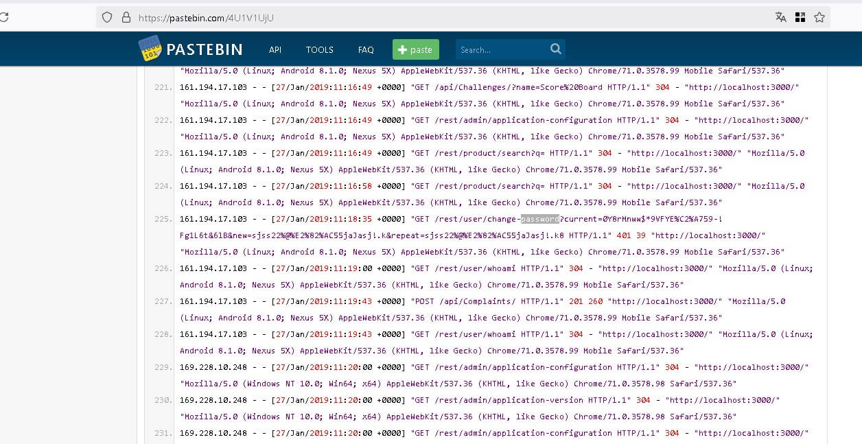 Logs en PasteBin