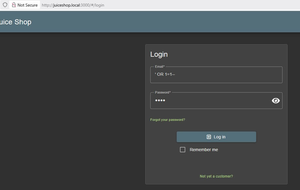 Inyección SQL en formulario de login